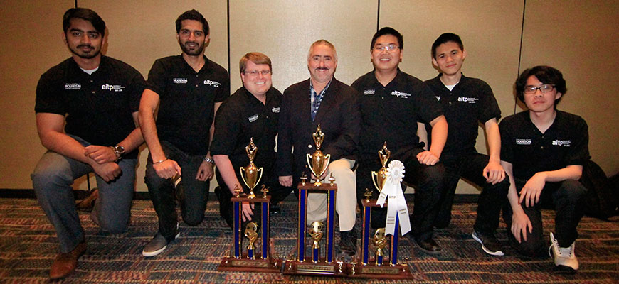 Photo: From left: Tahmid Mahmud, Gagan Singh, Zack Blasier, Professor Bret Detillier, Cuong Ngo, Tin Van, Lawrence Dang