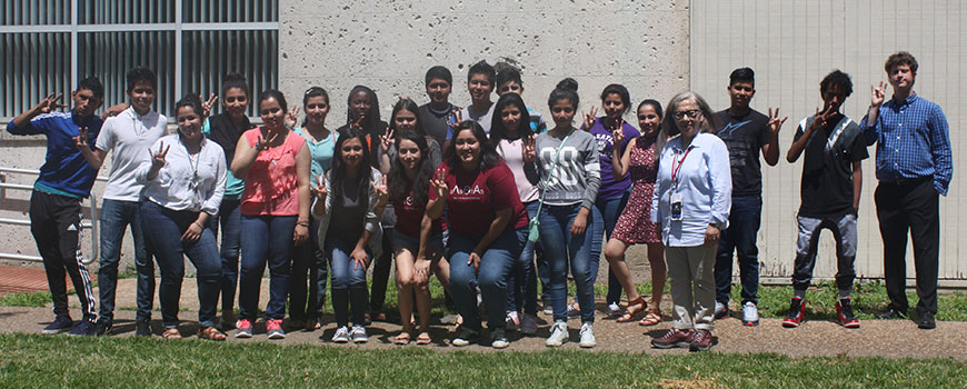 Students from English as a Second Language classes in HISD camp out at the University of Houston and experience college life.