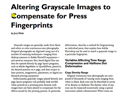 Altering Grayscale Images to Compensate for Press Fingerprint