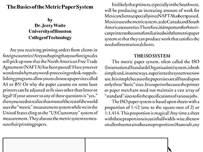 The Basics of Metric Paper System
