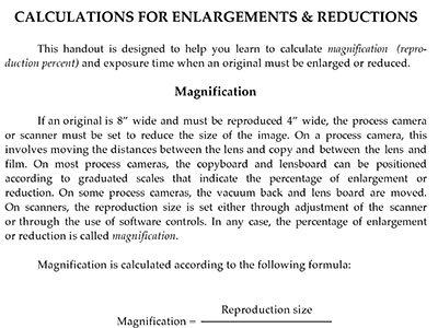 Calculations for Enlargements and Reductions