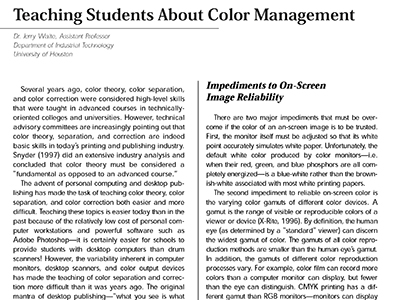 Article: Teaching Students About Color Management