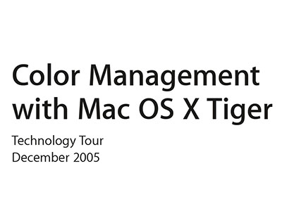 Color Management with OSX Tiger