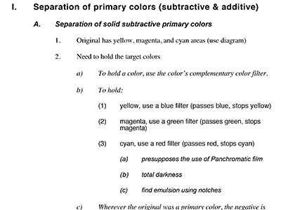 Lecture Notes: Color Separation Theory