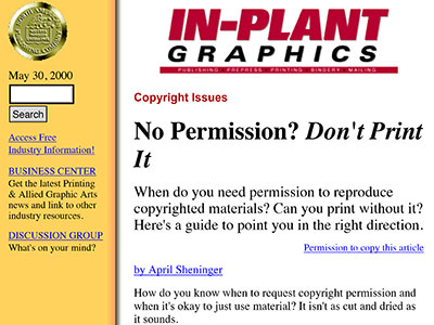 Copyright Issues: Article from In-Plant Graphics