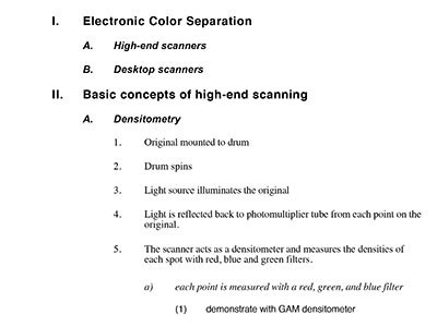 Lecture Notes: Electronic Color Separation