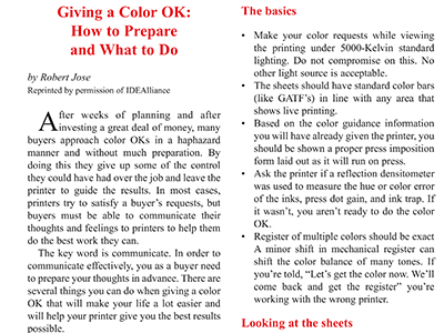 Article: Giving a Color OK, by Robert Jose