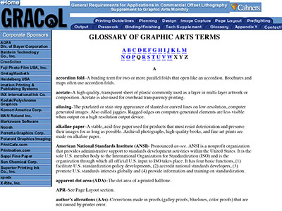 Gracol Graphic Communications Definitions