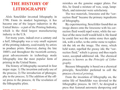 History of Lithography