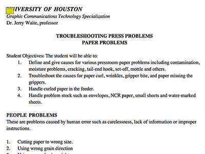  Lecture Notes: Paper Problems