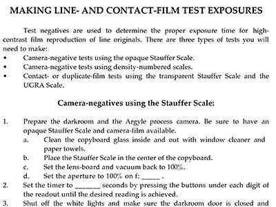 Making Line- and Contact-Film Test Exposure