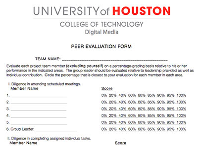 Senior Project Peer Evaluation Form