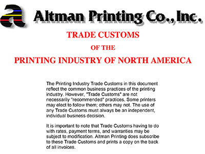 Printing Trade Customs