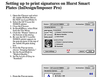 Setting up to print signatures on Plates(InDesign/Imposer Pro)