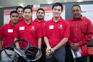 (Left to right): Eddie Gil, David Nguyen, Michael Vo, Joseph Sanchez, An Nguyen with Professor Mequanint Moges