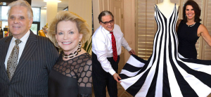 Left: Victor Costa and Jerry Ann Woodfin Costa. Right: Victor Costa shows off one of his creations.