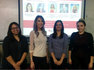 TAA Meet the Alumni Panelists (left to right): Haydee Hinojosa, Leigh Ann, Corina Sosa, and Alhei Casares.