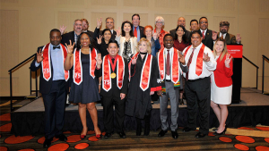 From left front row: Ernest Yarro, Adeloa Mike-Irabor, Ronald Pabello, Brooke Pappas, Anthony Moyegun, Jose Santos, and Kristen Whitcomb