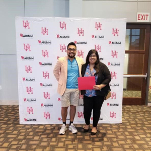 From left: Ruben Vargas, former TAA vice president and Sandra Juarez, TAA 2018-2019 secretary, received the award at the recognition event held at the TDECU Stadium Club, August 8.