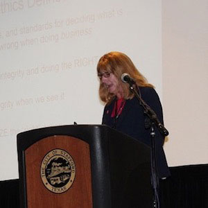 Mary E. Henderson, assistant instructional professor, presented “The Fuzzy Logic of Business Ethics” at Houston Electrical League Conference, April 17.